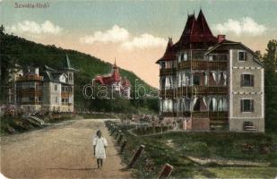 Szováta-fürdő, Sovata; utcakép villákkal / street view with villas (kopott sarok / worn corner)