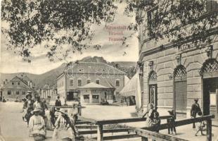 Brassó, Kronstadt, Brasov; W. Stadlmüller üzlete, Mathias Wolf fodrászata / shops, hairdressing salon (kis szakadás / small tear)