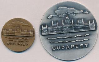DN Budapest egyoldalas, ezüstözött fém plakett (71mm) + DN Budapest kétoldalas Br emlékérem, hátoldalon a város címerével (40mm) T:2
