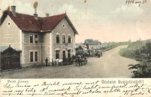 Buziásfürdő, vasútállomás. Nosek Gusztáv kiadása / railway station