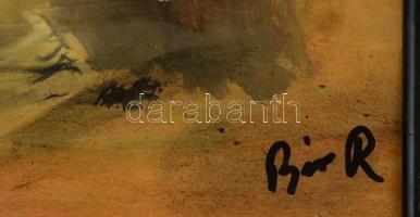 Bér jelzéssel: Zenélő hölgyek. Vegyes technika, karton, festék hibákkal, keretben, 31×43 cm