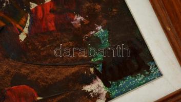 Kunt jelzéssel: Kompozíció. Olaj, karton, keretben, 40×24 cm