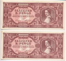 1936. 10P csillagos sorozatszámmal + 1946. 100.000BP (2x) + 1946. 10.000.000BP T:I-,III