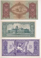 1932. 50P + 1946. 100.000.000MP hamis "MINTA" perforációval + 1946. 10.000.000BP T:I,I-