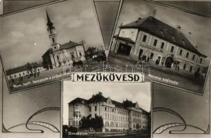 Mezőkövesd, Római katolikus templom a plébániával, Korona szálloda, borozó és sörcsarnok, étterem, gimnázium, Szent József nyomdája, Art Nouveau, Balázs Ferencz kiadása (b)