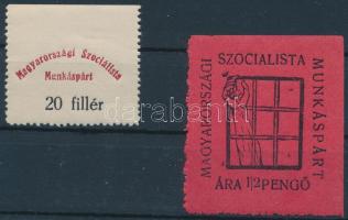 1919 Szocialista munkáspárt 20f és 1/2P tagsági bélyeg