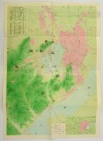 1959 Hangzhou térképe, kínai nyelven, a hajtások mentén kis szakadásokkal, 53,5×39 cm