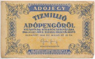 1946. 10.000.000AP vízjeles papír, fordított címer, "amelyekNEK" T:III,III-