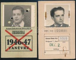 1946, 1957 A Debreceni Villamos Vasút és a Budapest Székesfővárosi Közlekedési Rt. tanuló és felnőtt bérletjegye