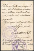 1927 Bp., Személyre szóló fényképes vitézi emléklap