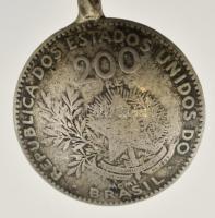 Brazil ezüstpénzből készült, türkizköves koktélkanál / Coctail spoon made of Brasil silver coin 22 c...