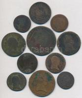Ausztria 1800-1816. 11db-os rossz minőségű rézpénz tétel 1kr-15kr-os névértékekben T:III,III-
Austr...