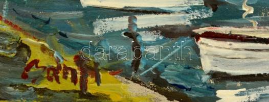 Bánfi jelzéssel: Vitorlások. Olaj, karton, 23×33 cm