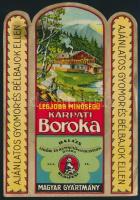 cca 1920-1940 Kárpáti Boroka, Balázs Likőr és Rumkülönlegességek Gyára, a hátán kis javítással, lithó, 15x10 cm.