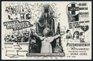 II. János Pál pápa, fotó, hátulján pecséttel jelzett, 20,5×25,5 cm + lengyel vallási témájú üdvözlől...