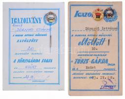 1973-1987. "Magyar Optikai Művek"  arany (3x) és ezüst (2x) fokozatú Törzsgárda kitűzők, 4db névre szóló igazolvánnyal T:2,2-