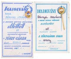 1973-1987. "Magyar Optikai Művek"  arany (3x) és ezüst (2x) fokozatú Törzsgárda kitűzők, 4...