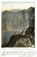 Tátra, Vadorzó-hágó, kilátás a tengerszemre, Feitzinger Ede 286. / valley, mountain peaks, lake (EK) (EK)