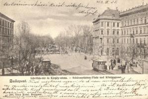 Budapest VII. Lövölde tér, Király utca, villamosok; Ganz Antal 208.  (Rb)