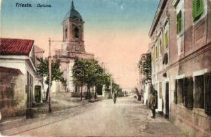 Trieste, Opicina, Opcina; church, street view (kis szakadás / small tear)