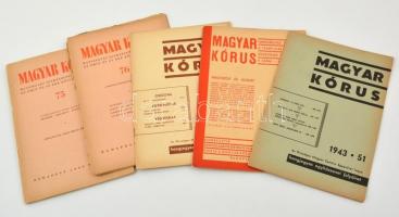 1933-1949 Magyar Kórus egyházzenei folyóirat 5 száma: 1933/9., 1942/47., 1943/51., 1949 március és június. Vegyes, többnyire jó állapotban