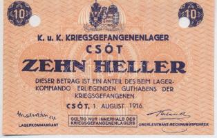 Csót / Hadifogolytábor 1916. augusztus 1. 10f számozás nélkül, lyukasztással T:I,I-
