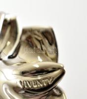 Ezüst(Ag) köves virág alakú függő, jelzett, d: 3 cm, bruttó: 11,2 g