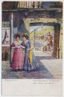 10 db RÉGI romantikus motívumlap, művészlapok, hölgyek, szerelem / 10 pre-1945 romantic motive cards...