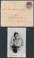 1891 Bethanien (Berlin), Bauer Emma (?-?) német nyelvű levele Nyáry Ilona bárónő (?-?) részére, borítékkal, Bauer Emma keményhátú, feliratozott fotójával