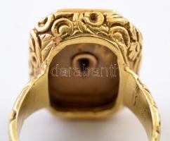 Arany (18 K) gyűrű orosz cári címerrel, gyémánt és brill kövekkel kirakva, zománc berakással, jelzet...