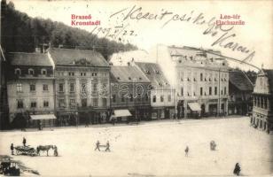 Brassó, Brasov, Kronstadt; Len-tér, Heinrich Tischler és Goldmann üzlete / Flachszeile / square, shops