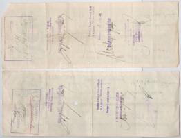 Szerencs 1930. 3db kitöltött váltó 2P-ről, bélyegzésekkel, lyukasztva T:III