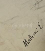 Mattioni jelzéssel: Ülő nő. Szén, papír, felcsavarva, szakadásokkal, 56×42 cm