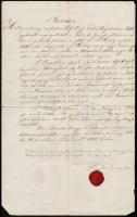 1847-1856 Alsőörsi jobbágyok szerződései pálinkafőzetés, és úrbéri örökváltság ügyeiben, Kéry János (1792-1854) veszprémi káptalani dékán, és Bezerédj Miklós (1793-1885) veszprémi kanonok, és választott püspök aláírásaival, négy (1+3) viaszpecséttel, az urbéri örökváltsági szerződésen az egyik hajtás mentén szakadással és az egyik viaszpecsétnél sérüléssel.