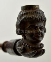 Női fejes faragott pipa / Carved pipe 17 cm