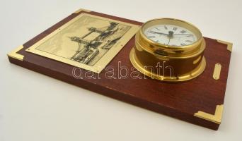 Dugena Tower Bridge falióra, fa keretben, működik, 40x25 cm