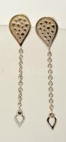 Ezüst(Ag) láncfüggős, apró kővel díszített fülbevalópár, jelzett, 4,5x1 cm, bruttó: 4,8 g
