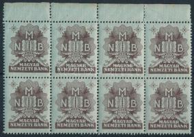 ~1940. MNB bélyeg, barna, ívszéli nyolcas tömbben