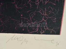 Nagy Imre Gyula (1941- ): Cím nélkül, szitanyomat, papír, jelzett, számozott (3/5), felcsavarva, 35×...