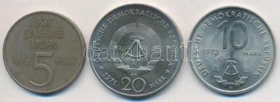 NDK 1969. 5M + 1971A 20M Cu-Ni "Heinrich Mann" + 1973A 10M Cu-Ni "10. Ifjúsági Játéko...