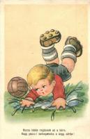 Rossz labda rúgásának az a kára... / Humorous football art postcard, Cecami N. 788. s: M. M. (EK)