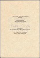 1986 Német Szövetségi Köztársaság elnökének, Richard von Weizsäcker (1920-2015) aláírása balettelőadás meghívóján / signature of Richard von Weizsäcker (1920-2015) President of the Federal Republic of Germany