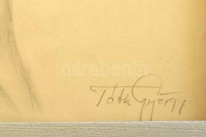 Tóth György (?- ): Akt, ceruza, papír, jelzett, üvegezett fa keretben, 32×24 cm