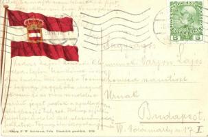 Kaliberschuss aus 24 cm Geschütz / Caliber shot of 24 cm cannon, litho flag on the backside, Verlag ...