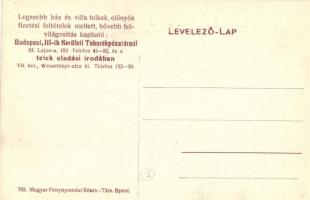 Felsőgöd (Göd), Sugár út, Család Otthon Telep, telekeladási iroda reklámjával a hátoldalon (EK)