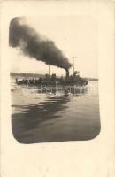 1923 Kecskemét őrnaszád legénységgel a fedélzeten, Dunai Flottilla / Donau-Flottille / Hungarian river guard ship, photo