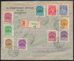 1939 75f Körmend - Dánia 10 bélyeges ajánlott levél