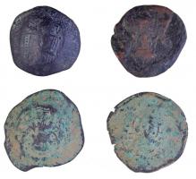 4db-os vegyes bizánci rézpénz tétel T:3 patina 4pcs of various Byzantine coins C:F patina