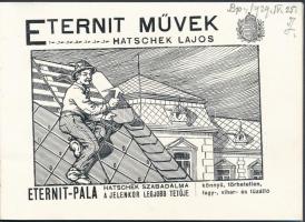 1929 Hatschek Lajos Eternit művek rajzos reklámfüzet. 16p. Dombor címerrel, jó állapotban. 16x12 cm