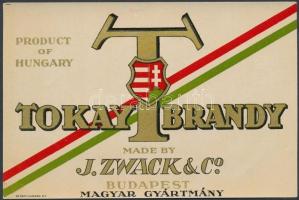 cca 1947 Zwack Tokay brandy italcímke
